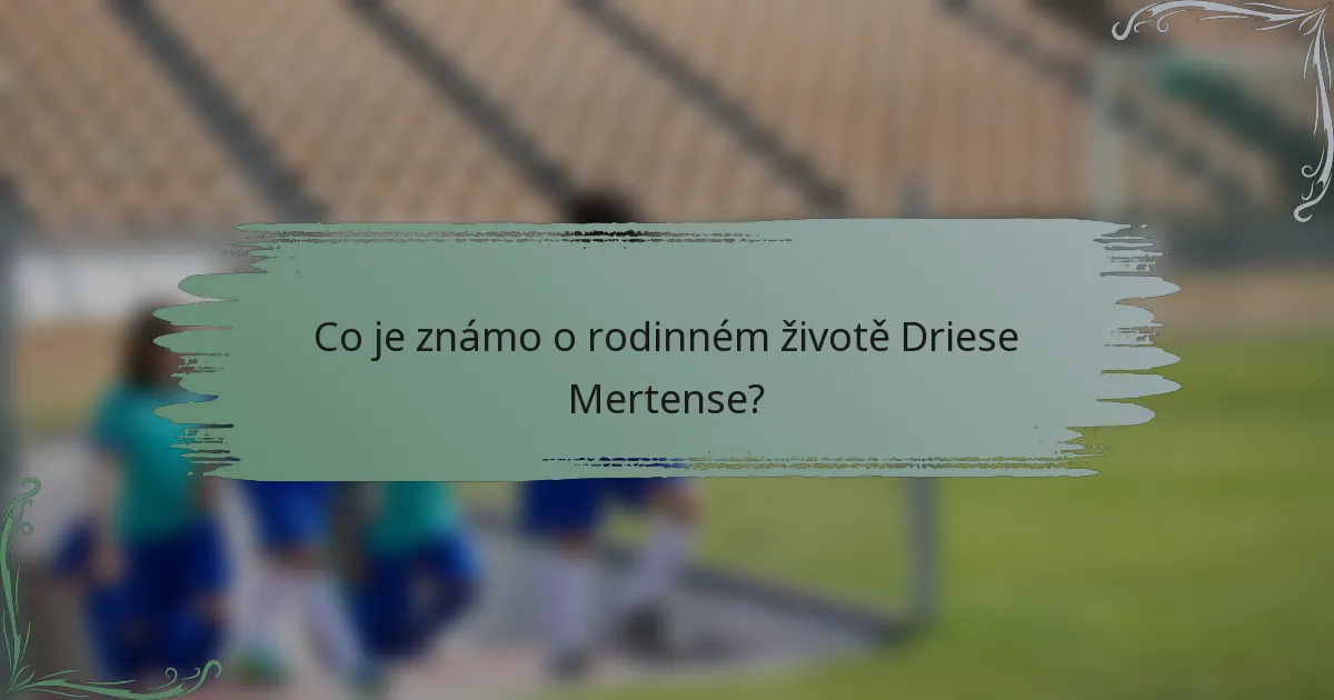 Co je známo o rodinném životě Driese Mertense?