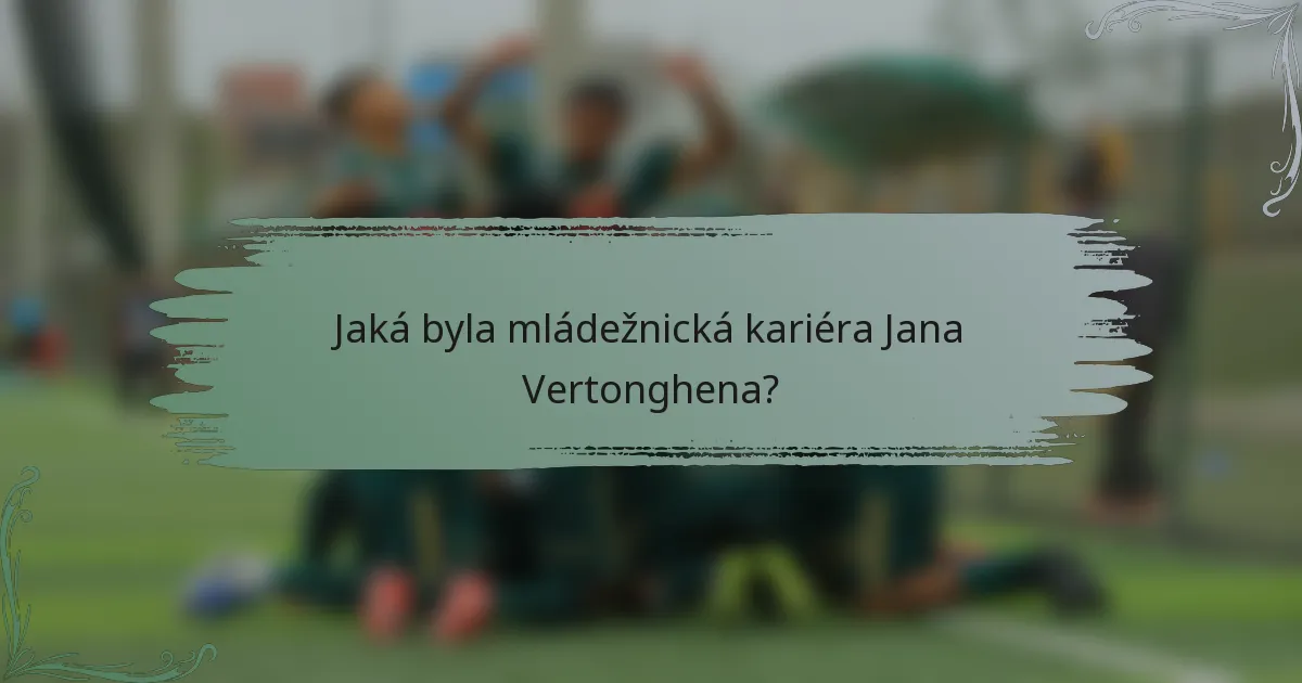 Jaká byla mládežnická kariéra Jana Vertonghena?