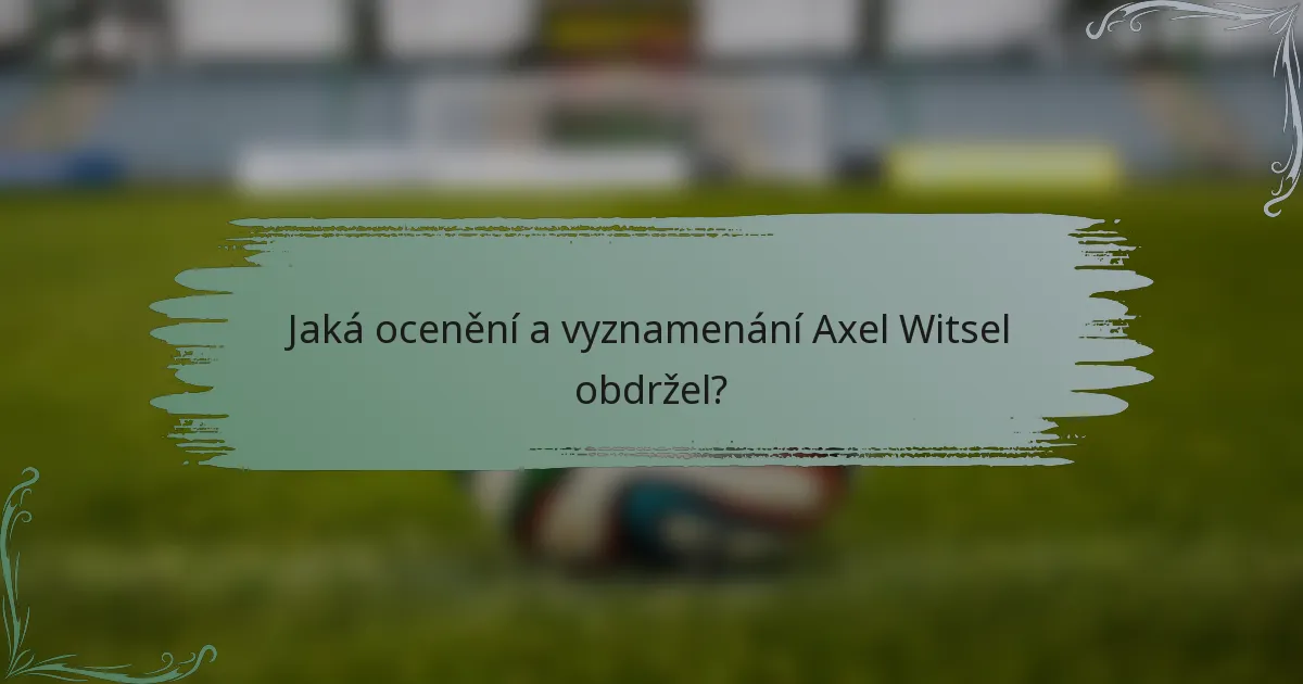 Jaká ocenění a vyznamenání Axel Witsel obdržel?