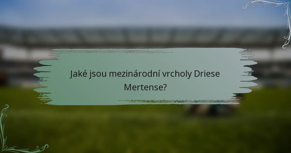 Jaké jsou mezinárodní vrcholy Driese Mertense?